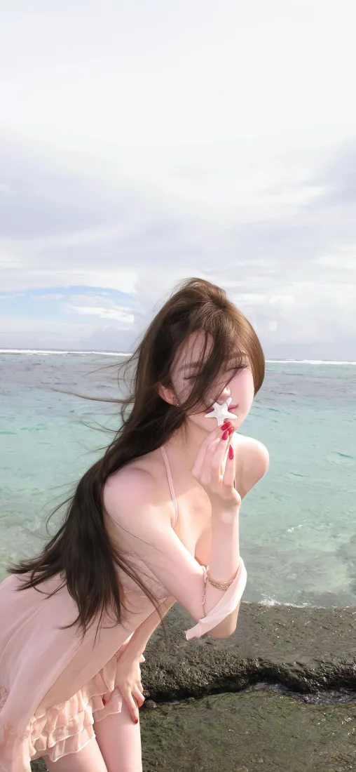 海边美女手机壁纸｜海岸背景图片 - 清新Ios风「哲风壁纸」