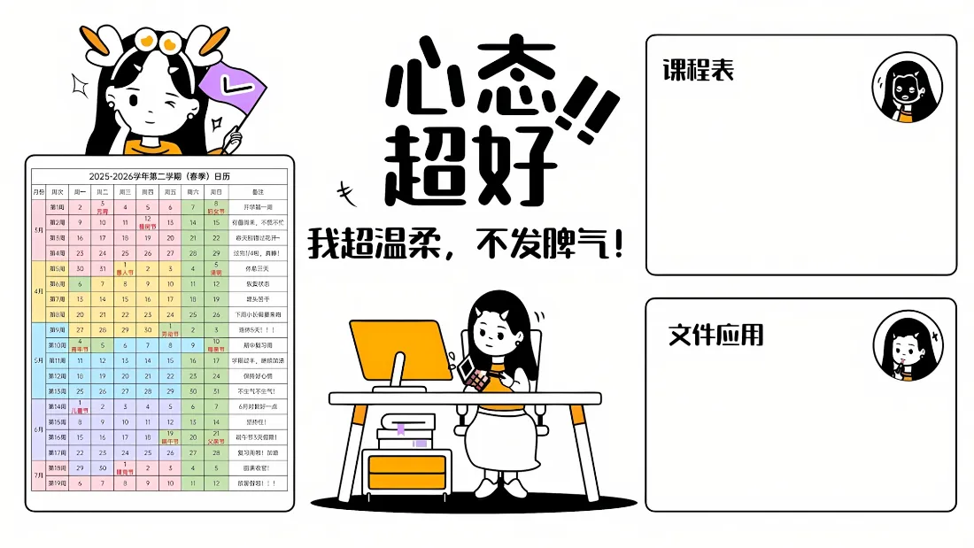2k卡通分区壁纸｜学习办公背景图片 - 暑假倒计时「哲风壁纸」