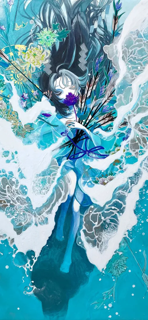 古风少女手机壁纸｜水浪涟漪背景图片 - 水中花箭「哲风壁纸」