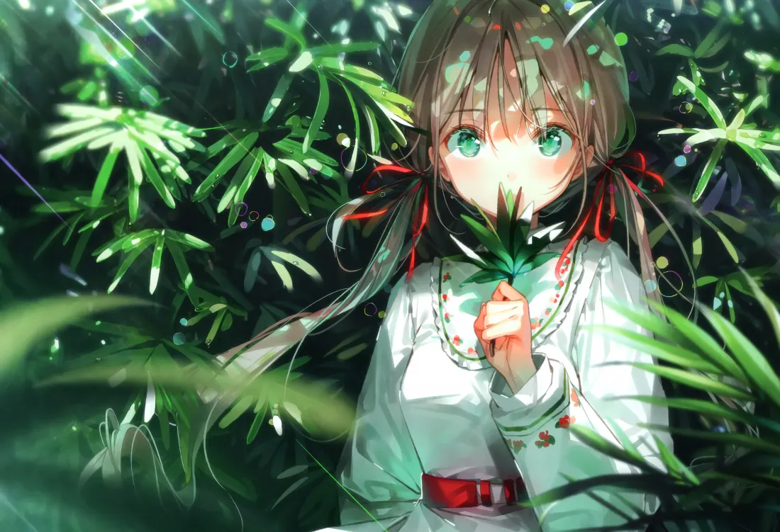 4k绿眸少女壁纸｜森林绿植背景图片 - 清新治愈「哲风壁纸」