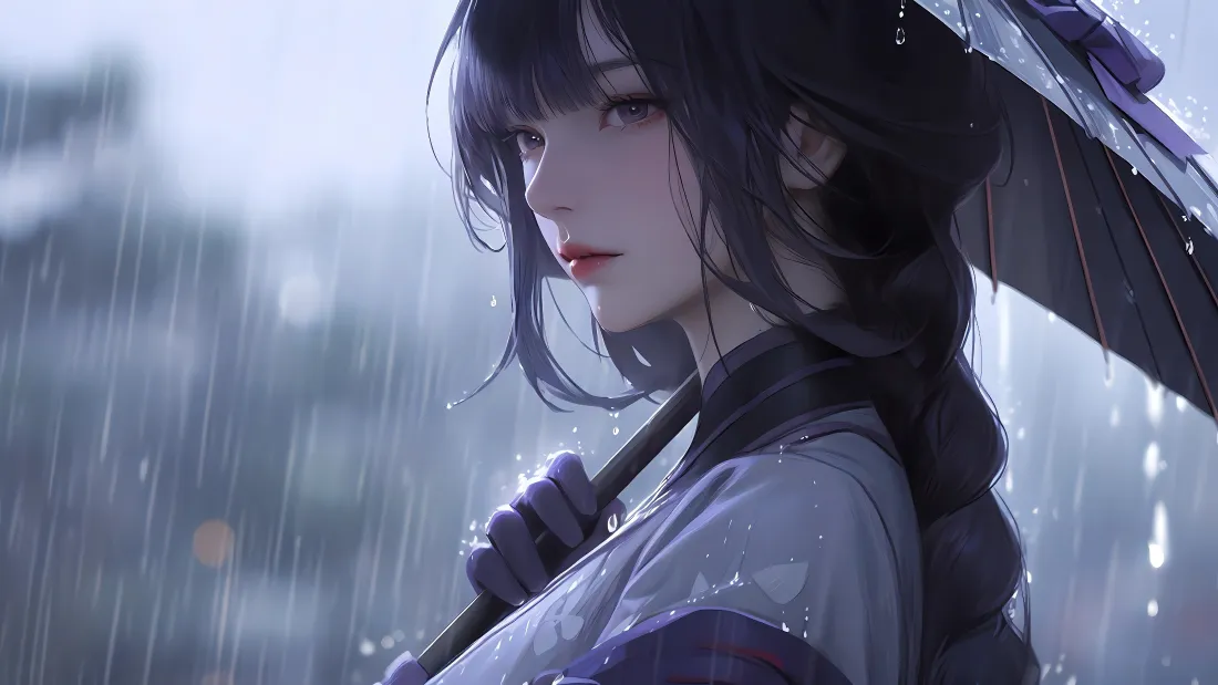 4k雷电将军壁纸｜下雨天古风背景图片 - 原神「哲风壁纸」