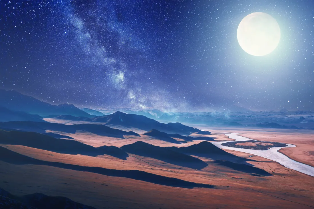 5k月夜壁纸｜江河旷野背景图片 - 浩瀚星空「哲风壁纸」