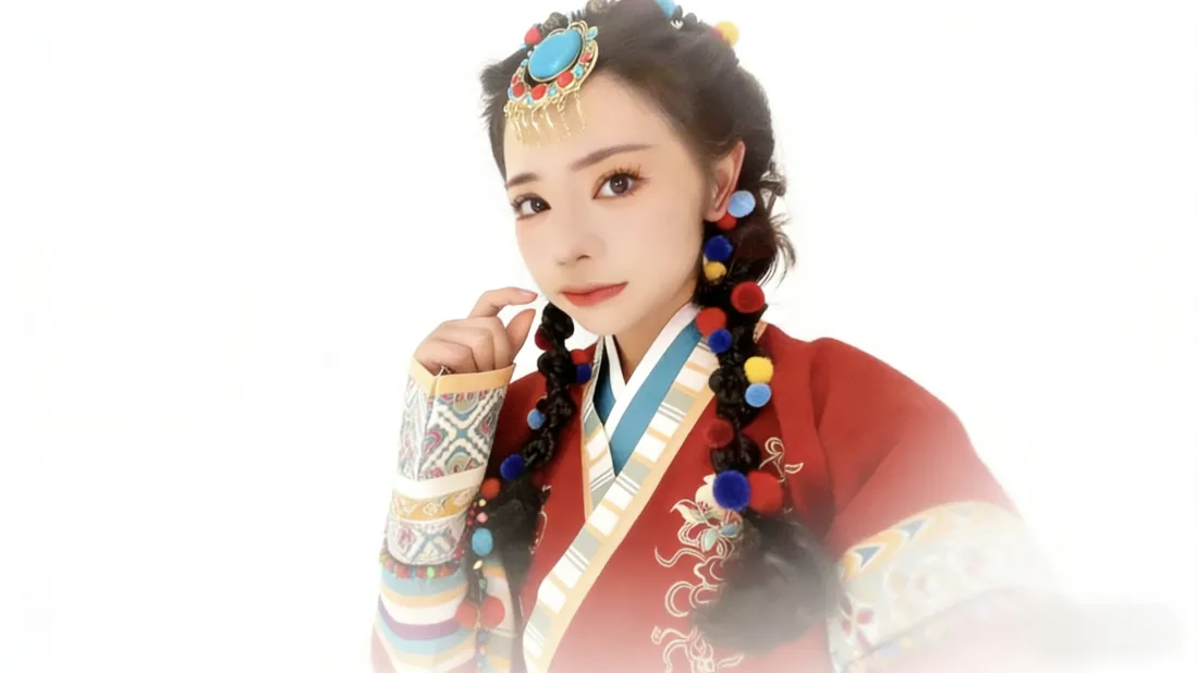 3k藏族少女壁纸｜纯白背景图片 - 女神萌妹子「哲风壁纸」