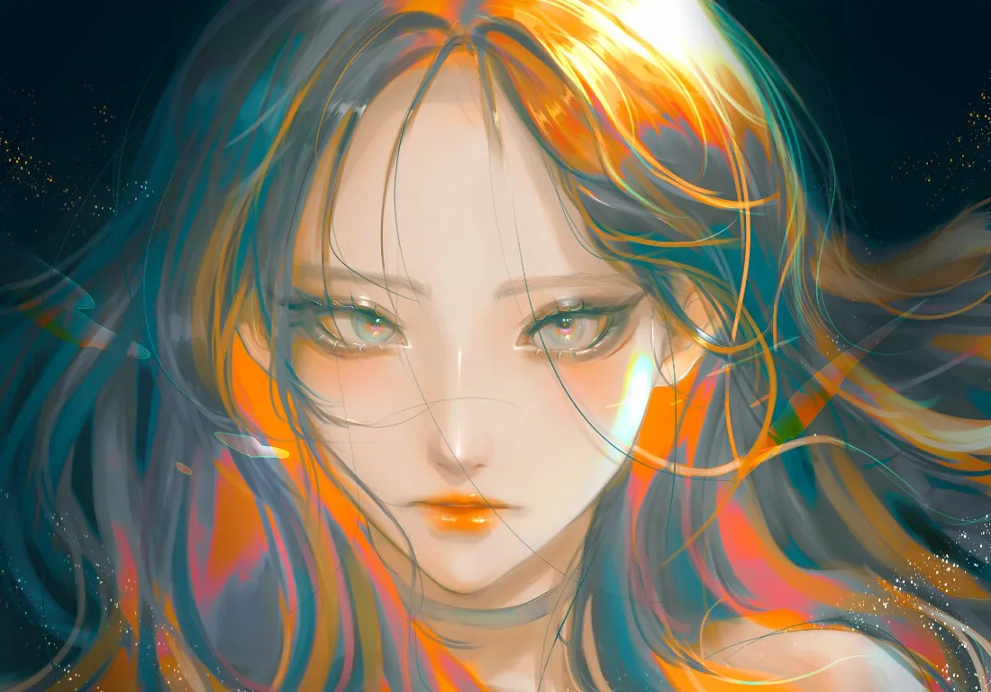 2k发光女孩壁纸｜深色背景图片 - 二次元少女「哲风壁纸」