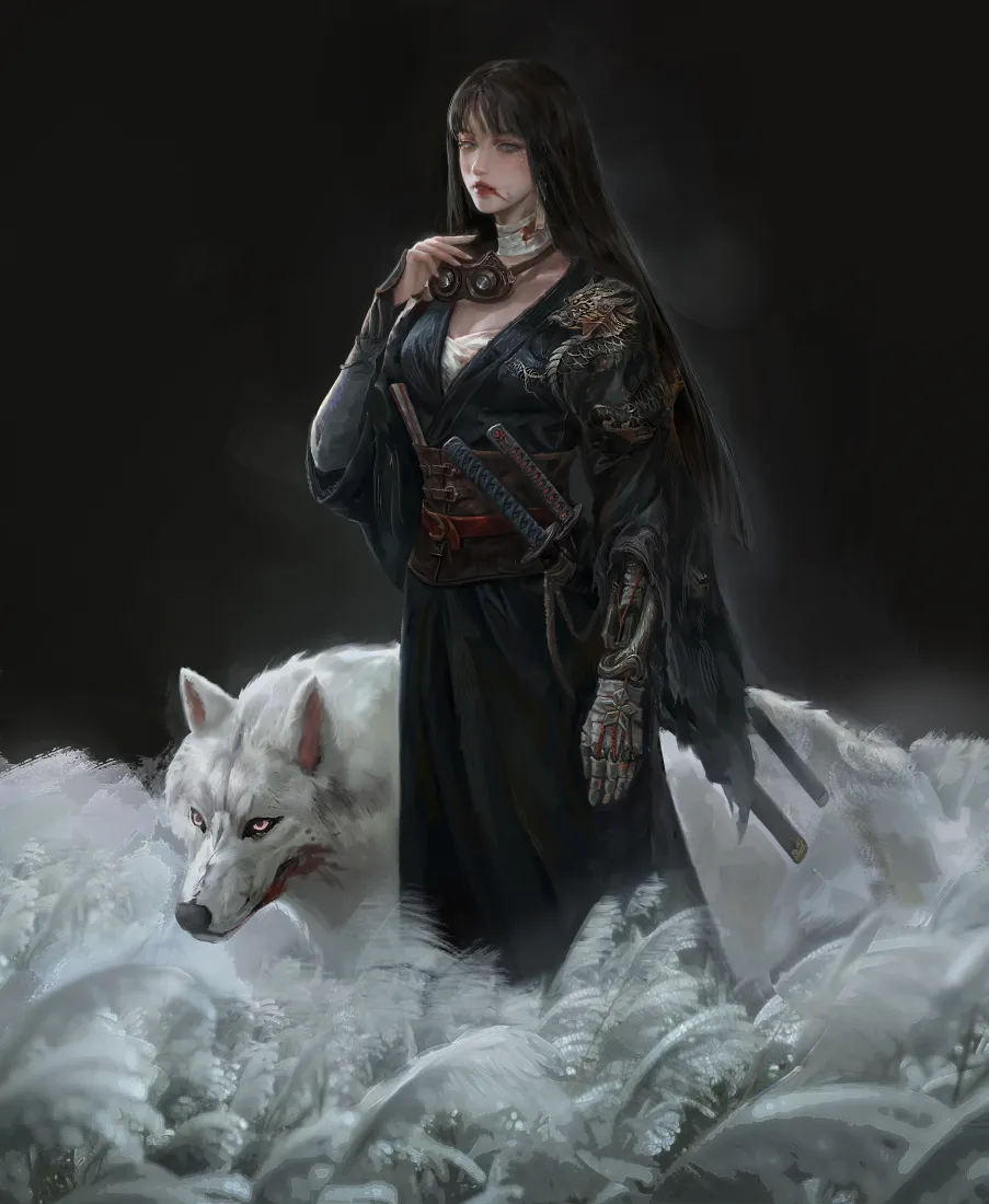暗黑长发御姐手机壁纸｜冷调背景图片 - 白狼「哲风壁纸」