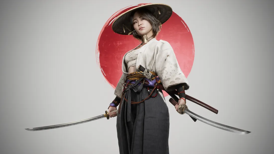 4k女武士壁纸｜和风日式背景图片 - 双刀武士「哲风壁纸」