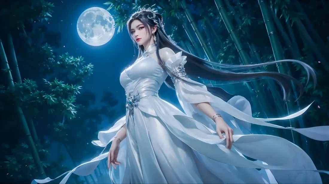 7k陆雪琪壁纸｜诛仙背景图片 - 月夜竹林「哲风壁纸」