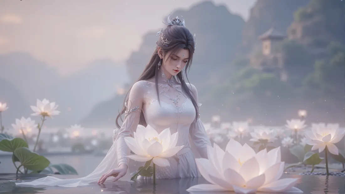 3k陆雪琪壁纸｜诛仙背景图片 - 湖畔白莲花「哲风壁纸」