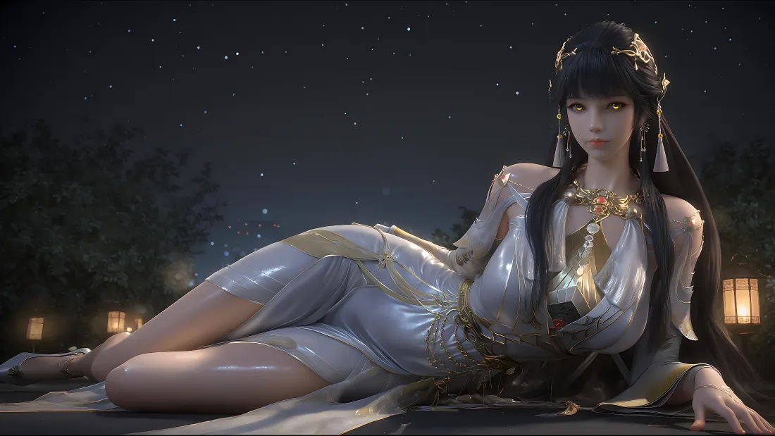 4k百炼成神白月蓉壁纸｜夜晚星空背景图片 - 国漫女神「哲风壁纸」
