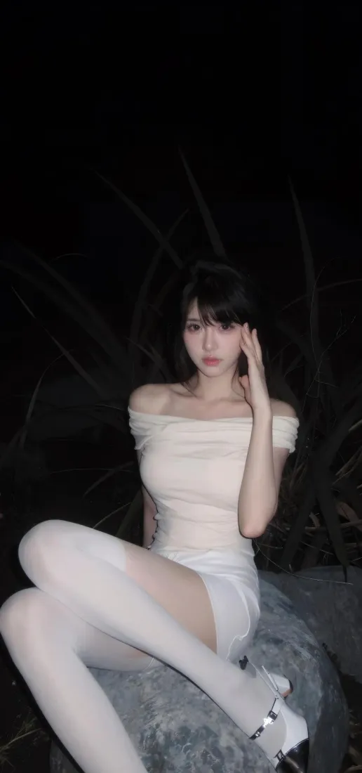 白衣美女手机壁纸｜夜景背景图片 - iOS「哲风壁纸」