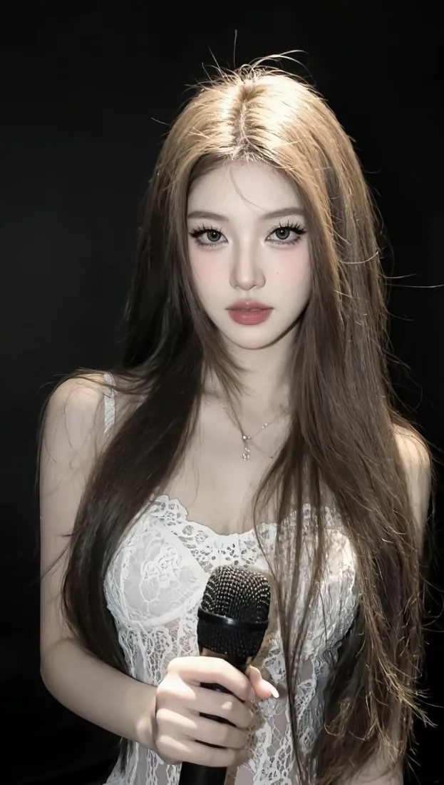 长发美女手机壁纸｜纯黑背景图片 - iOS「哲风壁纸」