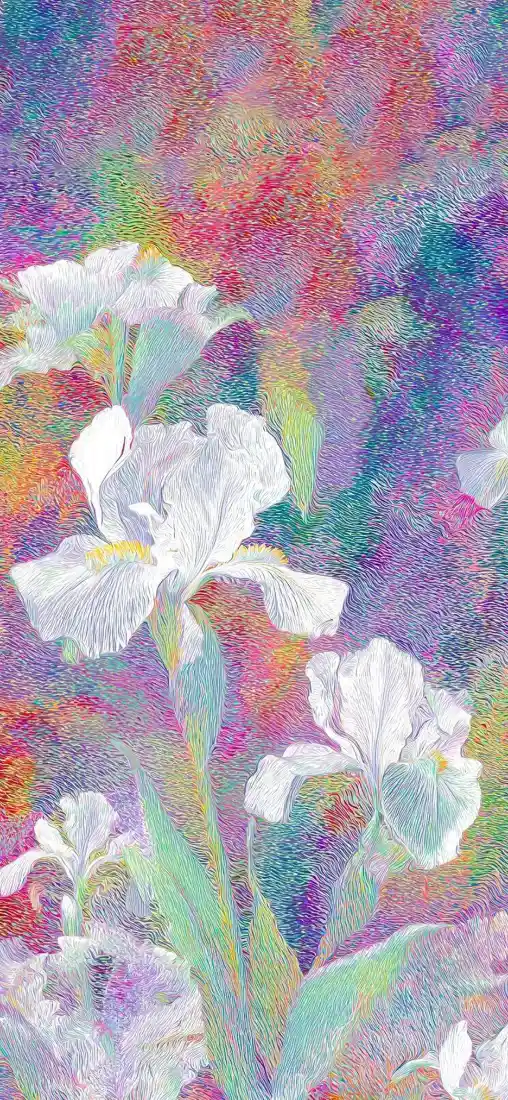 白色鸢尾花手机壁纸｜艺术抽象背景图片 - 数字绘画「哲风壁纸」