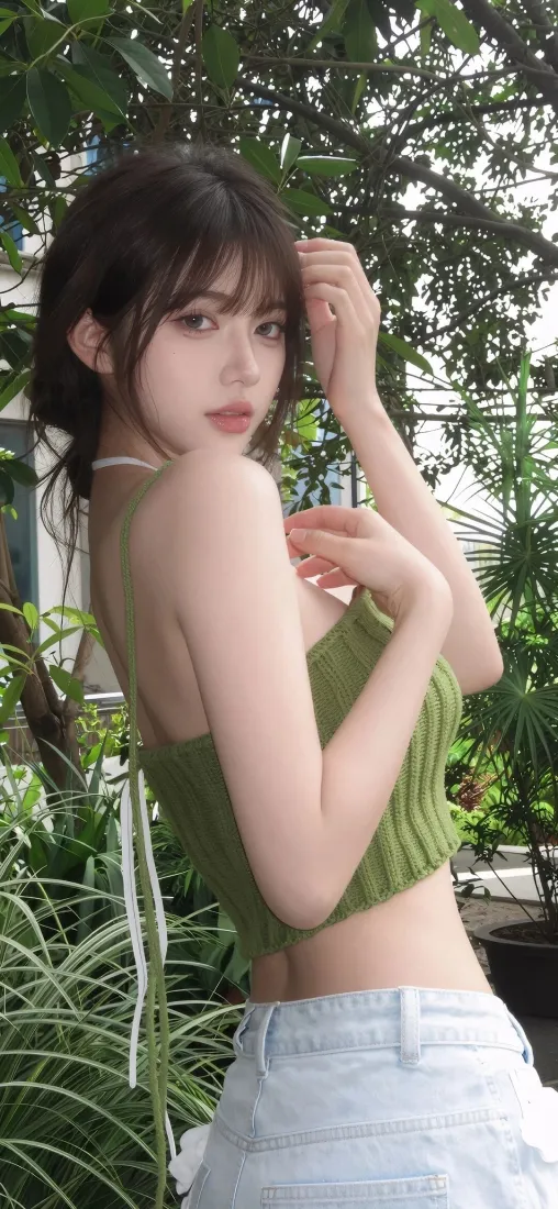 清纯美女手机壁纸｜户外绿植背景图片 - 清爽日常「哲风壁纸」