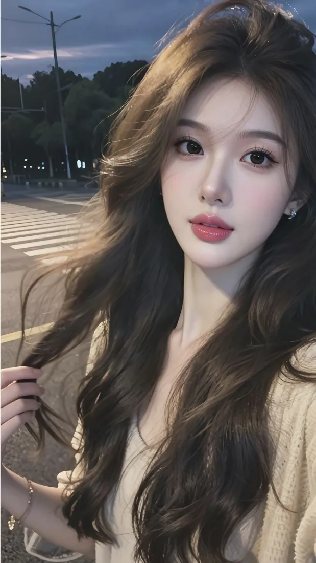 氛围感长发美女手机壁纸｜傍晚街头背景图片 - iOS「哲风壁纸」