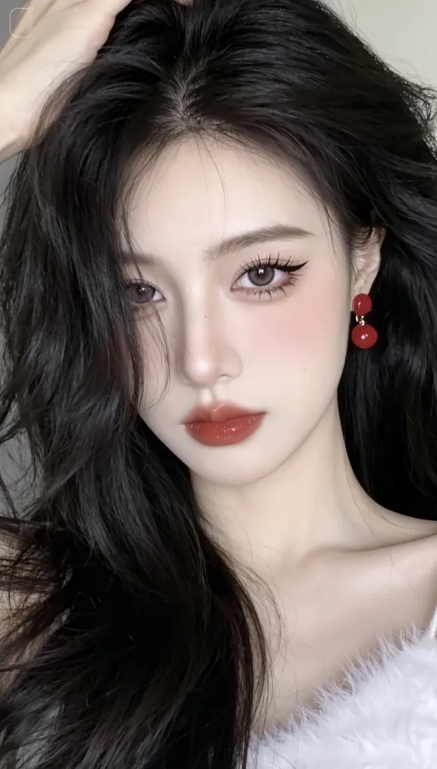 黑发纯欲美女手机壁纸｜樱桃耳饰背景图片 - iOS「哲风壁纸」