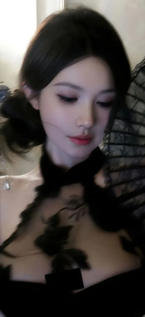 黑衣美女手机壁纸｜Ios背景图片 - 冷艳黑发美女「哲风壁纸」