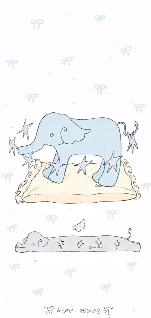 卡通小象手机壁纸｜手绘背景图片 - 简约星星「哲风壁纸」