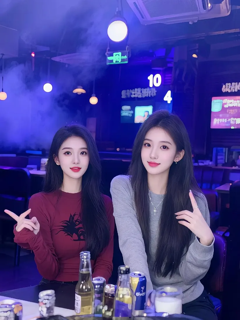 美女手机壁纸｜清吧背景图片 - 闺蜜合照「哲风壁纸」