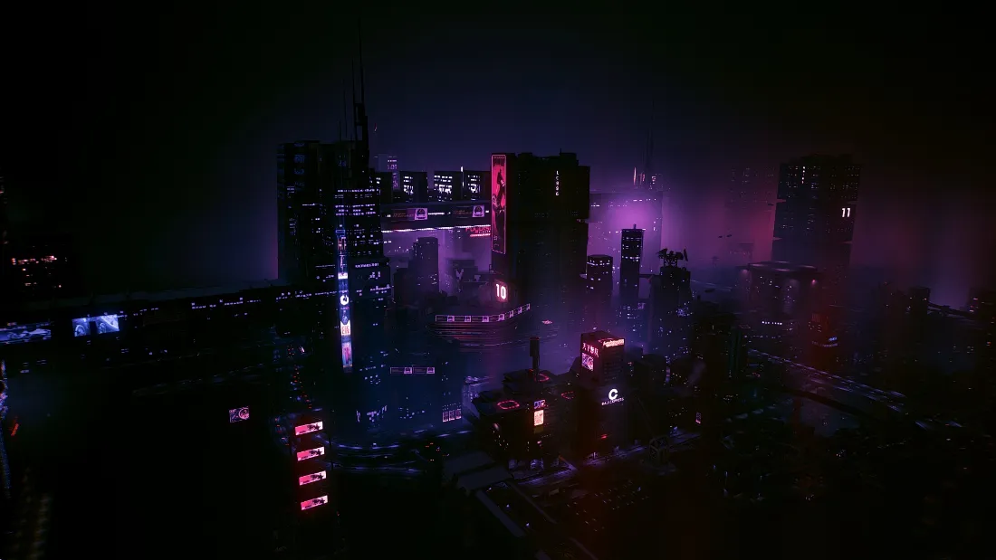 2k赛博朋克壁纸｜城市背景图片 - 紫色夜景「哲风壁纸」