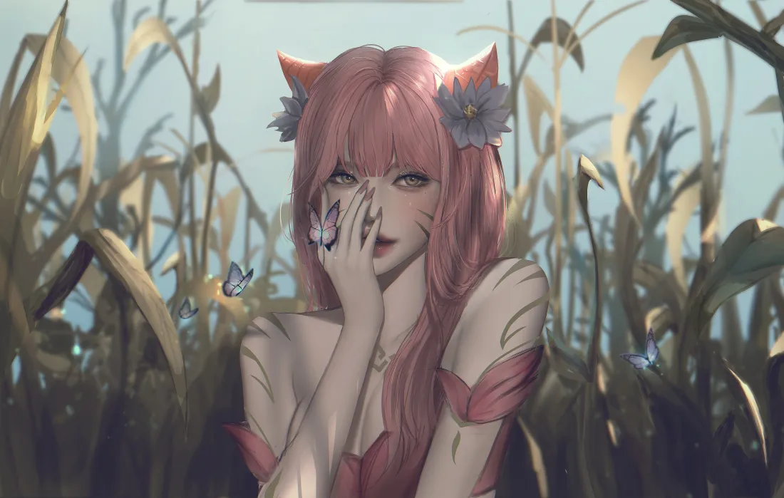 5k阿狸壁纸｜英雄联盟背景图片 - 粉发猫耳狐女「哲风壁纸」