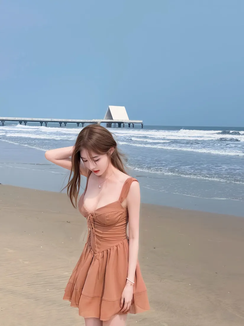 海边美女手机壁纸｜沙滩海滨背景图片 - 夏日度假「哲风壁纸」