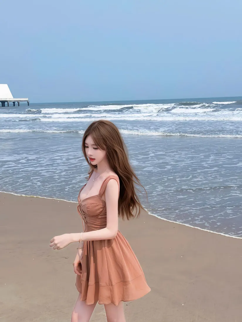 沙滩美女手机壁纸｜清新背景图片 - 夏日海边「哲风壁纸」