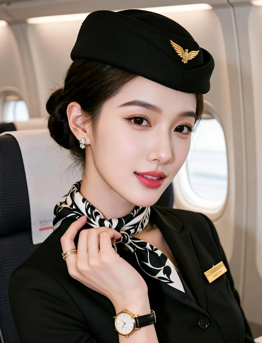 空姐手机壁纸｜民航飞机客舱背景图片 - 气质制服美女「哲风壁纸」