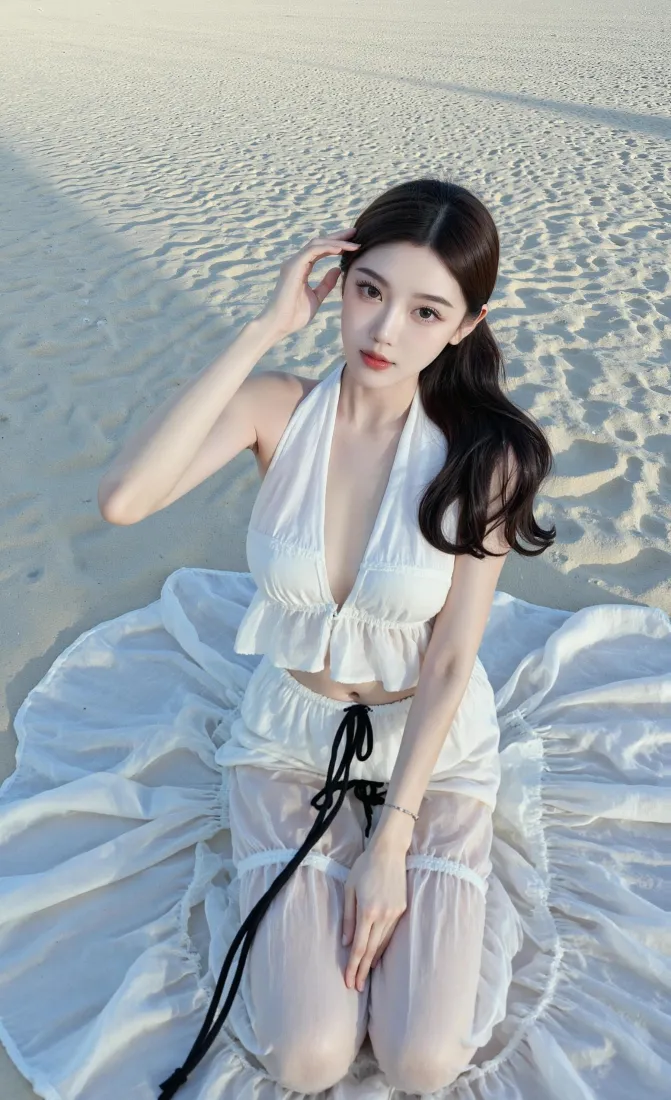 清纯美女手机壁纸｜沙滩背景图片 - 夏日海边「哲风壁纸」