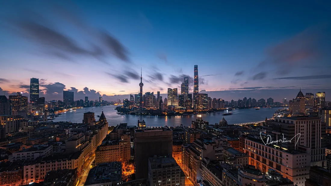 2k上海壁纸｜黄浦江背景图片 - 黄昏夜景「哲风壁纸」