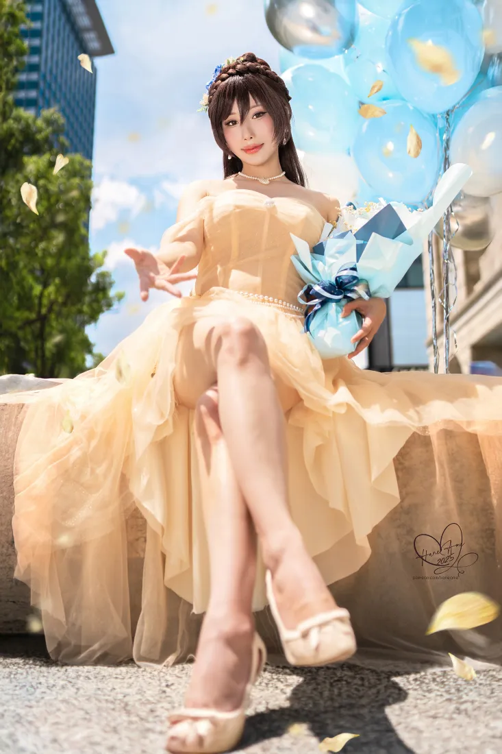 cosplay手机壁纸｜户外背景图片 - 黄纱裙少女「哲风壁纸」