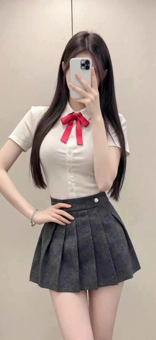JK制服手机壁纸｜美女背景图片 - 对镜自拍「哲风壁纸」