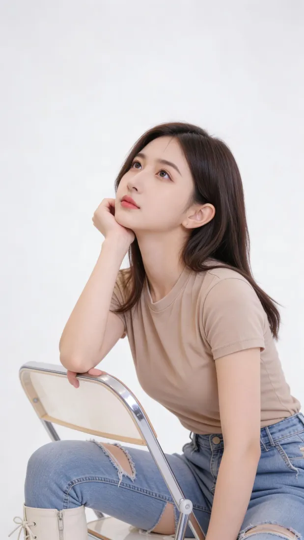 气质女生手机壁纸｜纯色背景图片 - 休闲简约「哲风壁纸」
