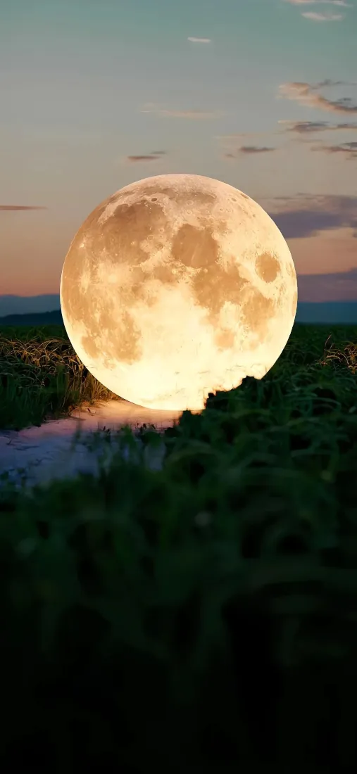 超级满月手机壁纸｜自然背景图片 - 静谧黄昏山林夜景「哲风壁纸」