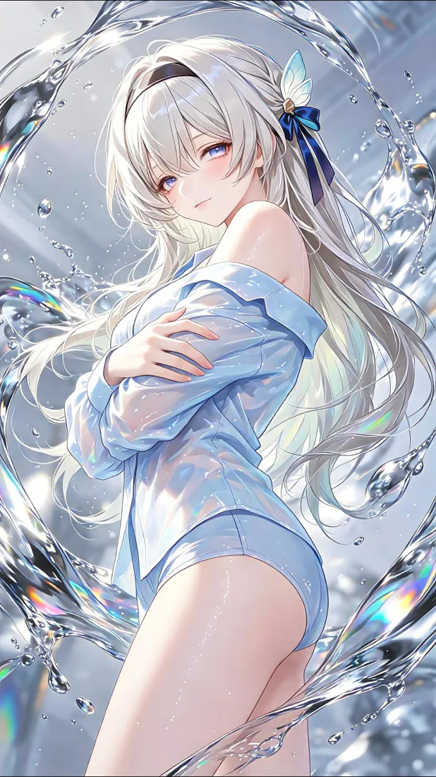 流萤手机壁纸｜手机背景图片 - 银发异瞳二次元少女「哲风壁纸」
