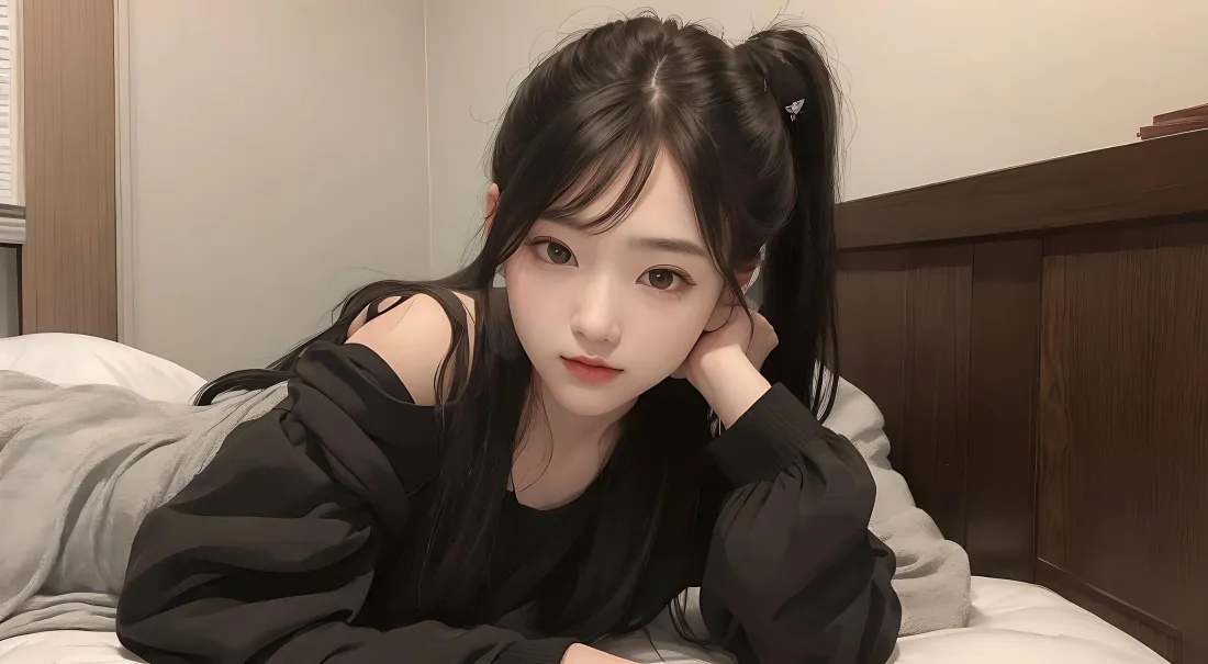 3k黑发少女壁纸｜卧室背景图片 - 高马尾甜妹「哲风壁纸」