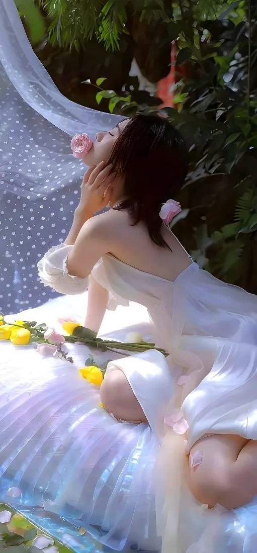 白裙少女手机壁纸｜户外森系背景图片 - 浪漫「哲风壁纸」