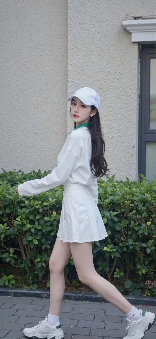 清新女生手机壁纸｜街拍背景图片 - 休闲全白穿搭「哲风壁纸」
