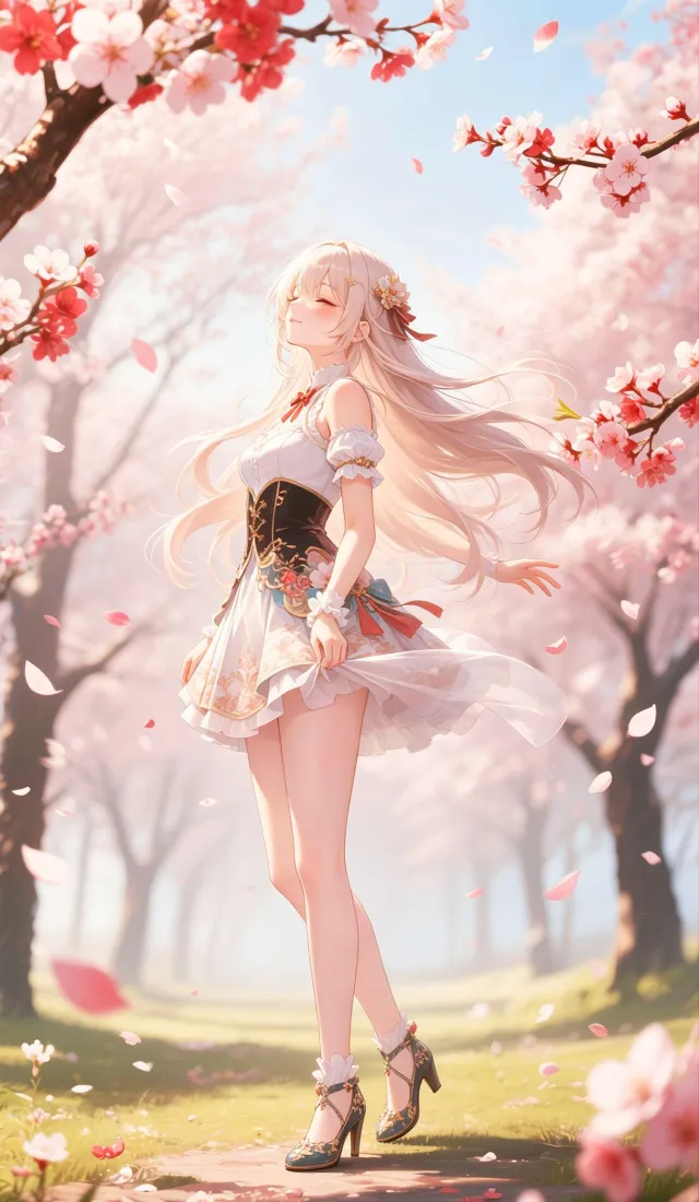 樱花少女手机壁纸｜手机背景图片 - 春日樱花「哲风壁纸」