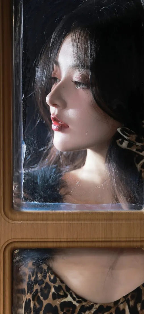 氛围感美女手机壁纸｜镜子反射背景图片 - 气质侧脸「哲风壁纸」
