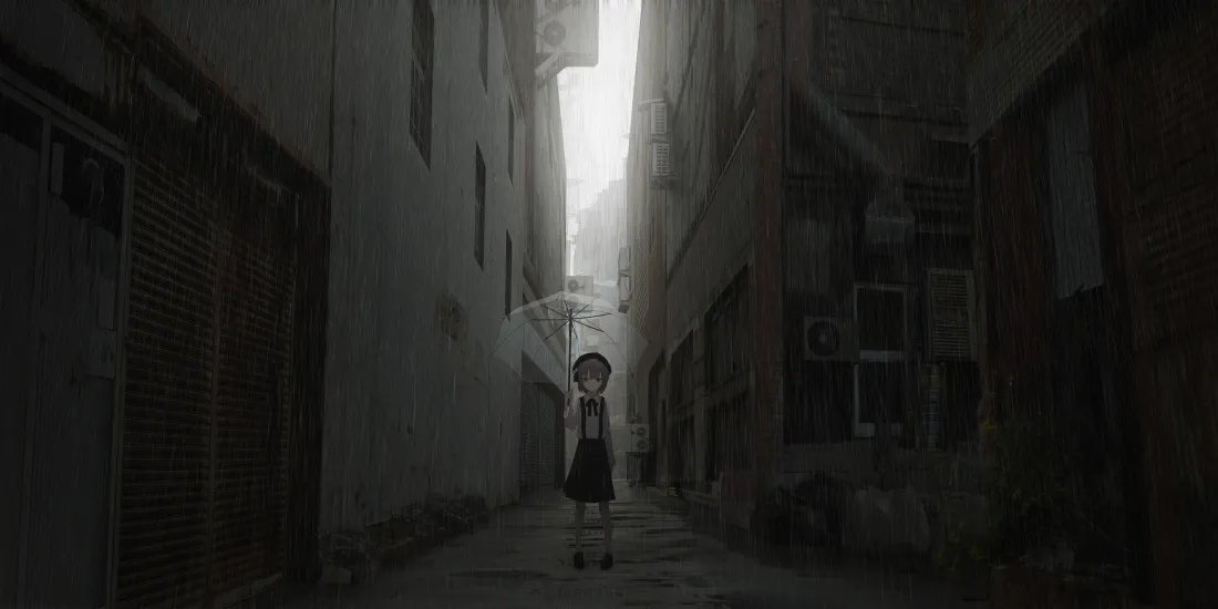 6k二次元少女壁纸｜老旧巷子背景图片 - 昏暗氛围感街景「哲风壁纸」