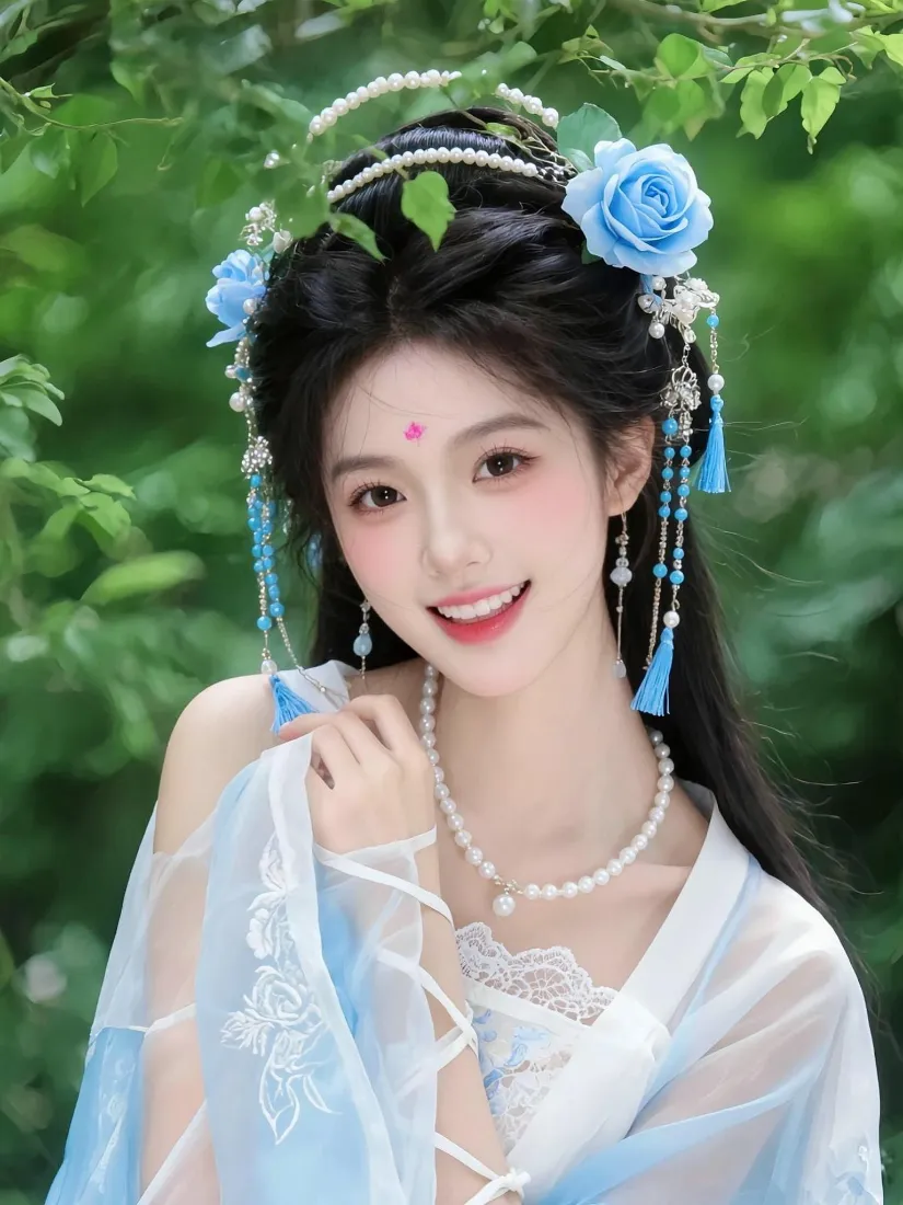 古风汉服美女手机壁纸｜清新绿植背景图片 - 甜美写真「哲风壁纸」