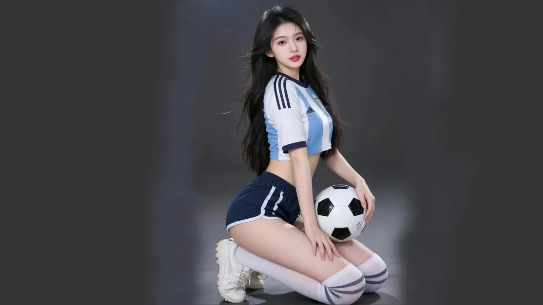 8k足球宝贝壁纸｜阿根廷球衣美女背景图片 - 4K电脑高清「哲风壁纸」