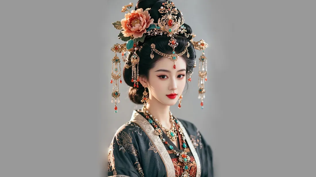 8k古风汉服美女壁纸｜华贵头饰背景图片 - 4K电脑「哲风壁纸」