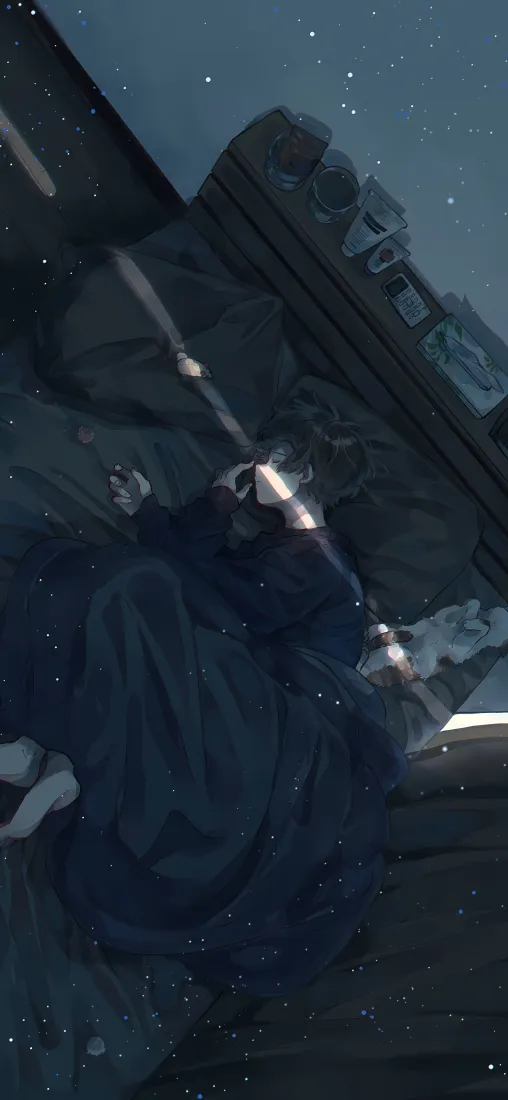 伴猫入眠手机壁纸｜深夜卧榻背景图片 - 治愈休闲氛围「哲风壁纸」