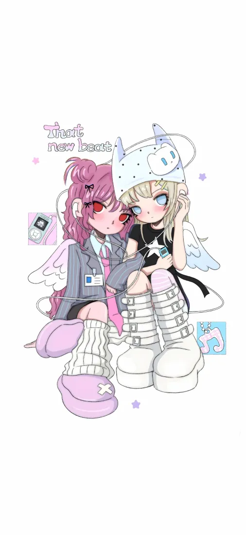 Y2K卡通少女手机壁纸｜二次元女孩背景图片 - 软萌插画「哲风壁纸」