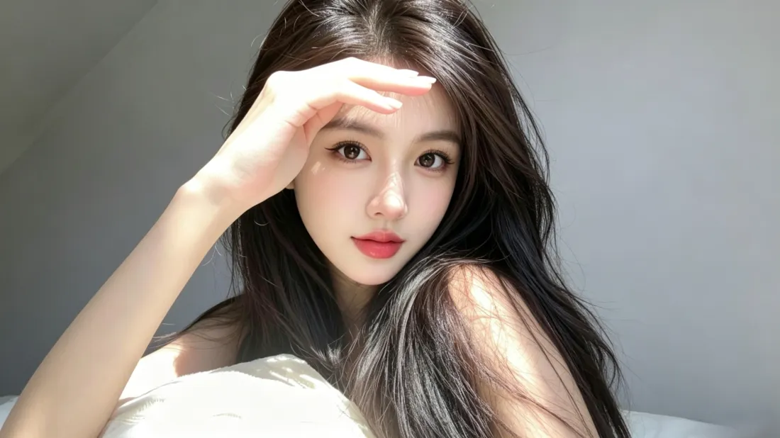 3k长发美女壁纸｜灰调简约背景图片 - 8k高清写真「哲风壁纸」