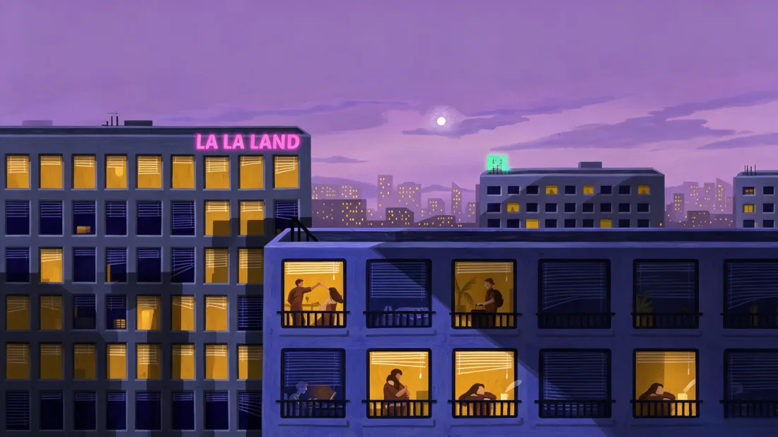 3kLa La Land壁纸｜像素城市背景图片 - 紫色傍晚「哲风壁纸」