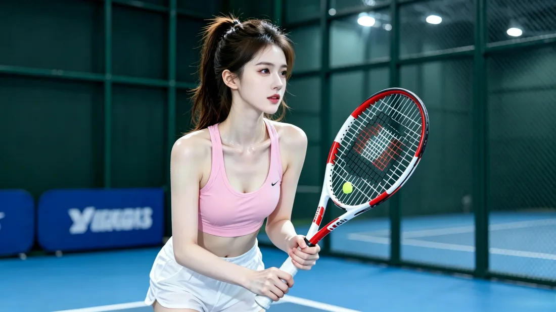 3k网球少女壁纸｜室内网球场背景图片 - 高清运动写真「哲风壁纸」