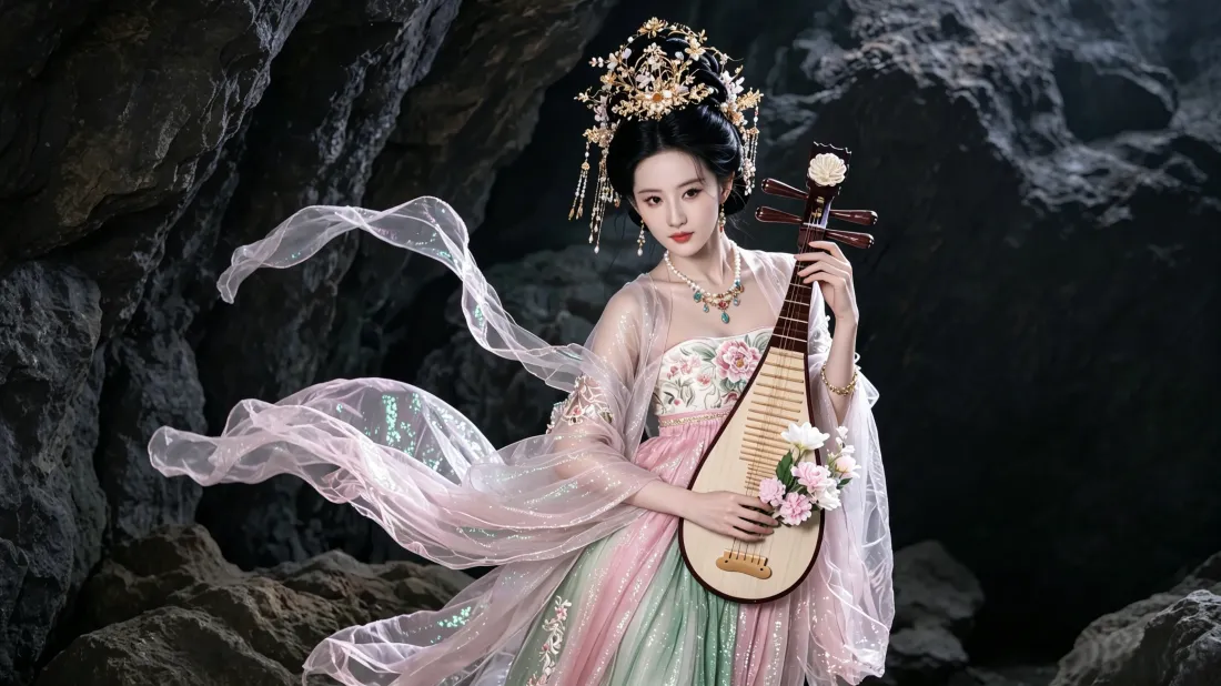3k古风美女壁纸｜手持琵琶古装氛围感背景图片 - 高清国风「哲风壁纸」