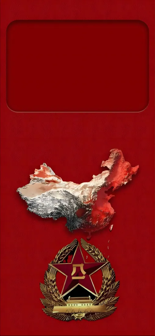 爱国手机壁纸｜中国红八一军徽中国地图背景图片 - 正能量「哲风壁纸」